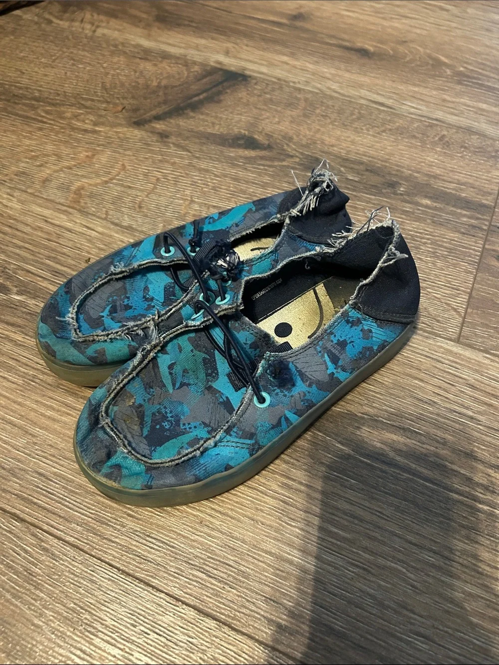 Kids Blue Green Patterned Moccasin Slip-Ons light up